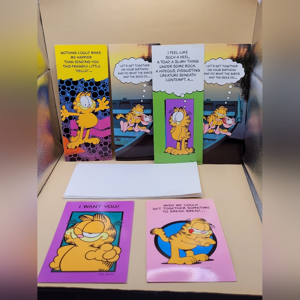 Vintage Garfield Greeting Cards Lot 1978 Rust Craft & Carlton Unused + Envelopes